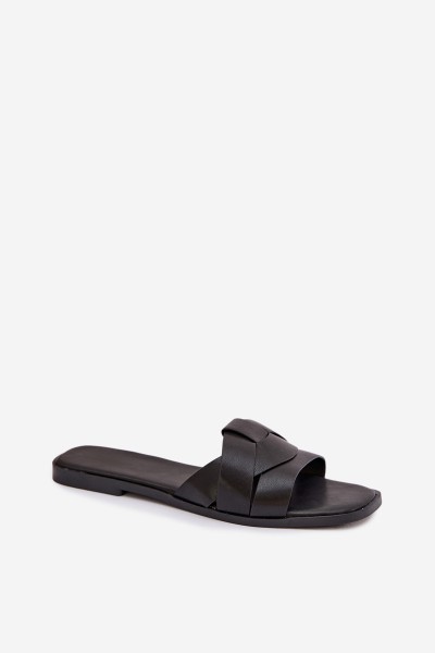 Women's Flat Black Slides With Straps Marissae 2