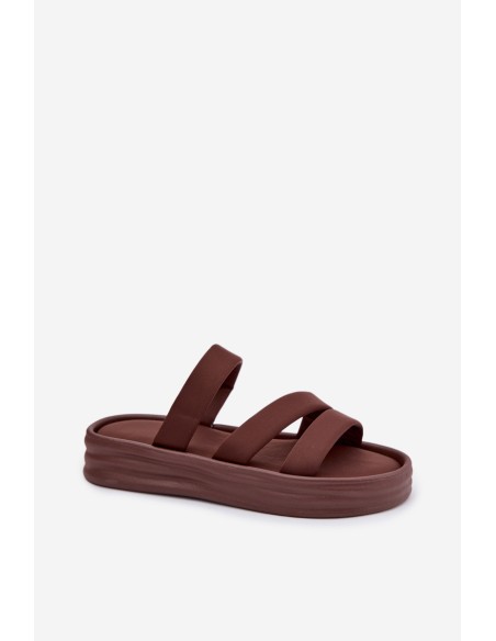 Material Women's Platform Sandals With Straps Chocolate Liorine