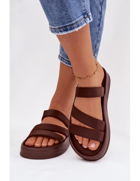 Material Women's Platform Sandals With Straps Chocolate Liorine