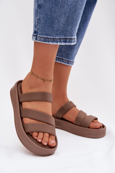 Material Women's Platform Sandals With Straps Khaki Liorine