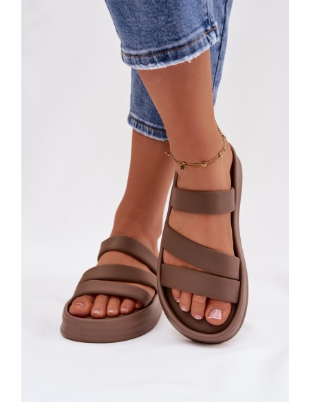 Material Women's Platform Sandals With Straps Khaki Liorine
