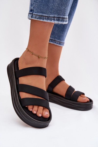 Material Women's Platform Sandals With Straps Black Liorine