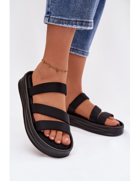 Material Women's Platform Sandals With Straps Black Liorine