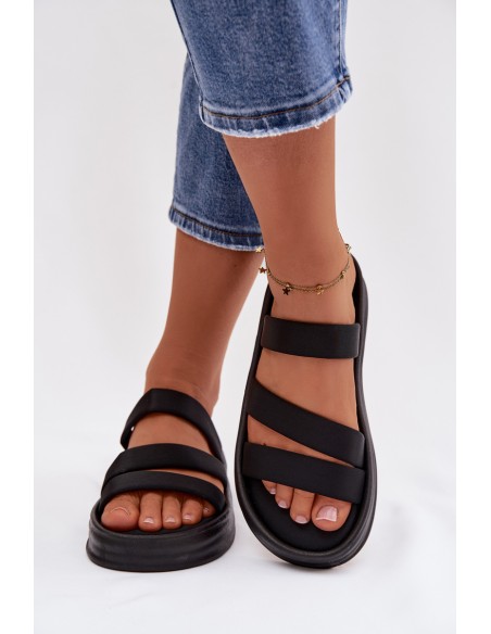Material Women's Platform Sandals With Straps Black Liorine