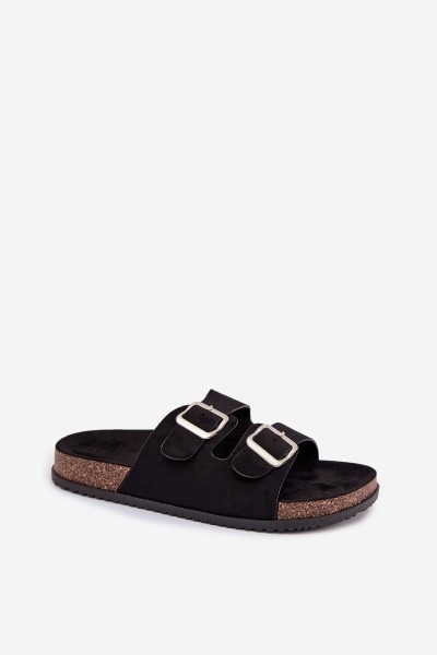 Women's Slide Sandals With Buckles Black Oliena 2