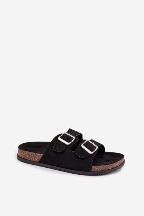 Women's Slide Sandals With Buckles Black Oliena