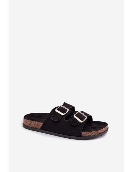 Women's Slide Sandals With Buckles Black Oliena