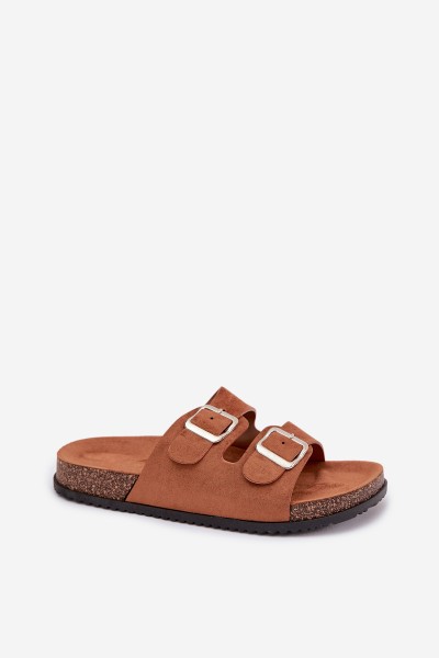 Women's Slides With Buckles Camel Oliena 2