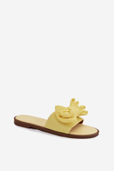 Women's Low Heel Slippers With Bow Yellow Amivelle 2