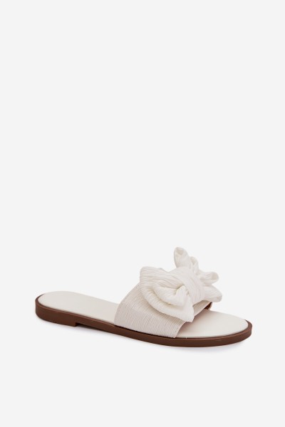 Women's Flat Sandals With Bow White Amivelle 2
