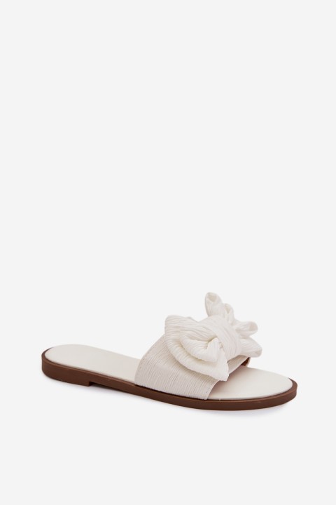 Women's Flat Sandals With Bow White Amivelle