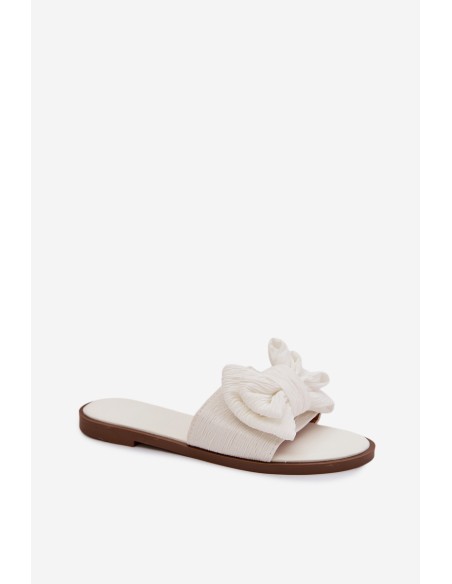 Women's Flat Sandals With Bow White Amivelle