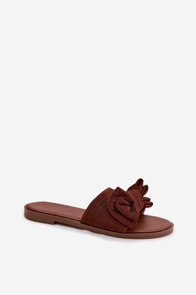 Women's Flat Sandals With Bow Brown Amivelle 2