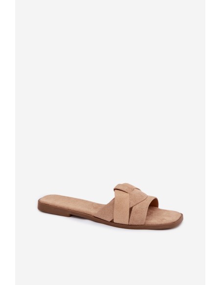 Women's Flat Sandals With Straps Eco Suede Beige Florane