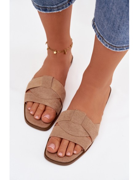 Women's Flat Sandals With Straps Eco Suede Beige Florane