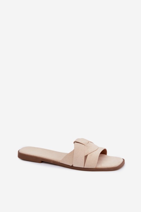 Women's Flat Sandals With Straps Eco Suede Light Beige Florane