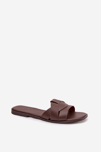 Women's Flat Chocolate Slides With Straps Marissae 2