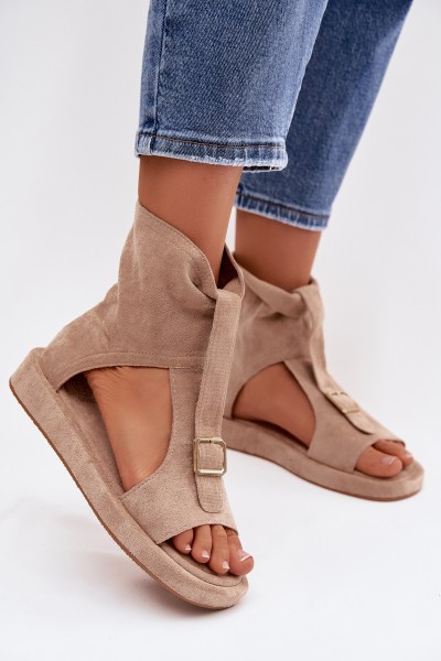 Women's High-Top Dark Beige Coralya Sandals