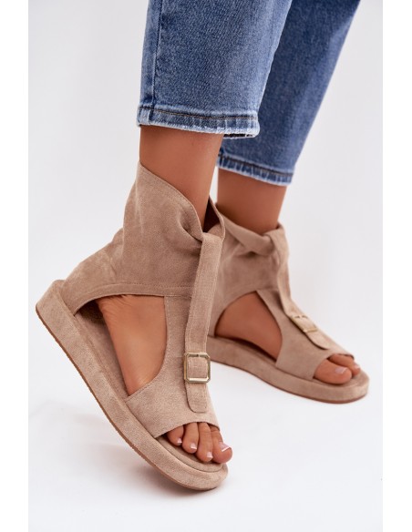 Women's High-Top Dark Beige Coralya Sandals