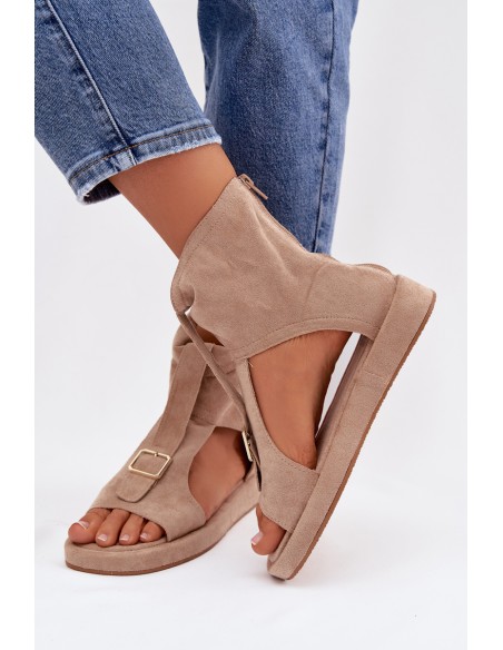 Women's High-Top Dark Beige Coralya Sandals