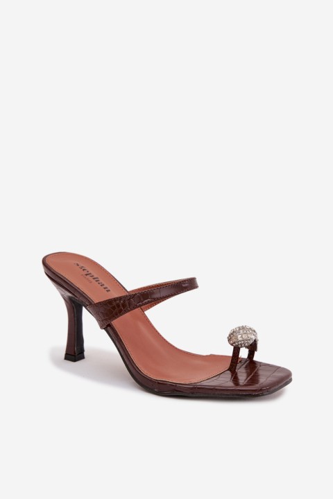 Women's High Heel Sandals With Decorative Detail Chocolate Lorissa