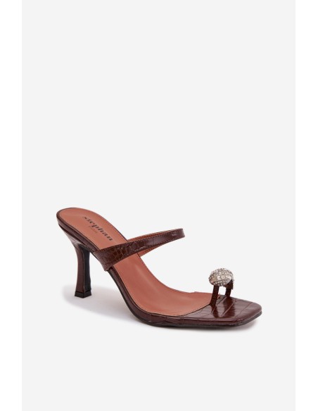Women's High Heel Sandals With Decorative Detail Chocolate Lorissa