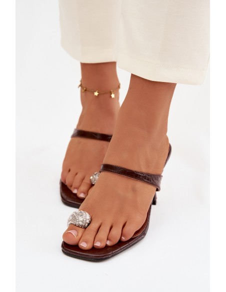 Women's High Heel Sandals With Decorative Detail Chocolate Lorissa