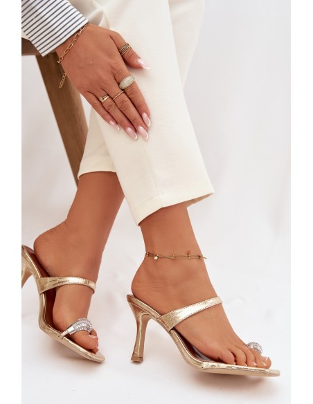 Women's High Heel Sandals With Decorative Detail Gold Lorissa