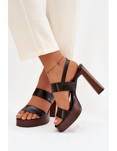 Women's Block Heel and Platform Sandals Eco Leather Black Hanelia