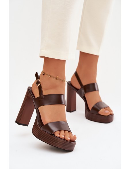 Women's Block Heel and Platform Sandals Eco Leather Chocolate Hanelia