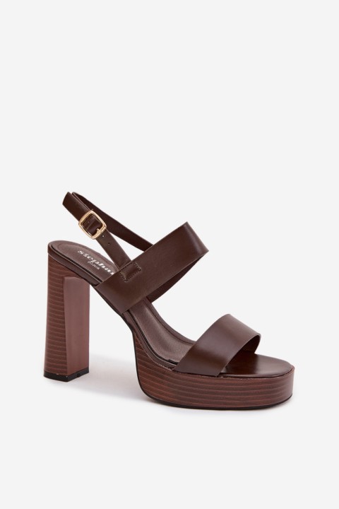 Women's Block Heel and Platform Sandals Eco Leather Chocolate Hanelia