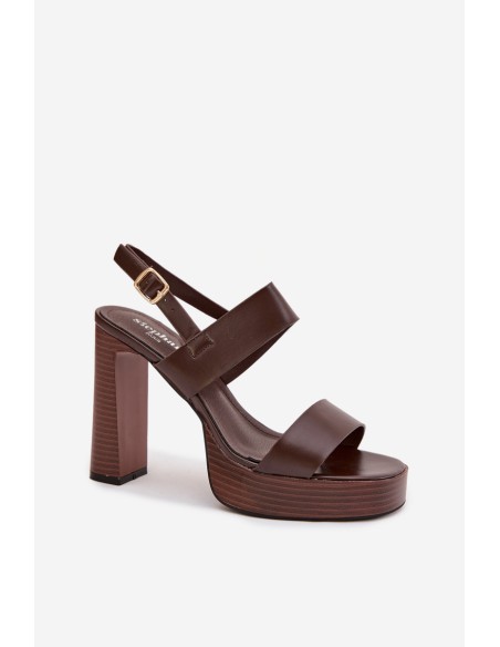 Women's Block Heel and Platform Sandals Eco Leather Chocolate Hanelia