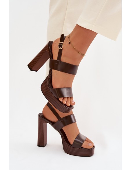 Women's Block Heel and Platform Sandals Eco Leather Chocolate Hanelia