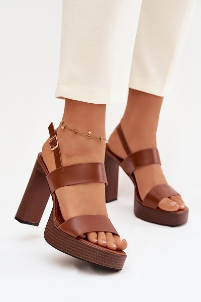 Women's Block Heel and Platform Sandals Eco Leather Camel Hanelia