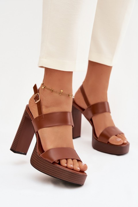 Women's Block Heel and Platform Sandals Eco Leather Camel Hanelia