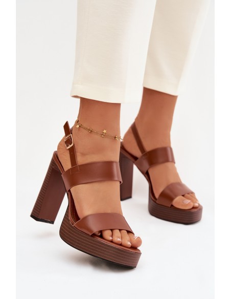 Women's Block Heel and Platform Sandals Eco Leather Camel Hanelia