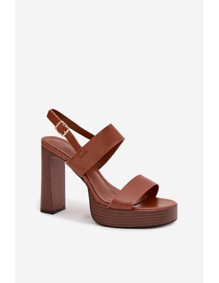 Women's Block Heel and Platform Sandals Eco Leather Camel Hanelia