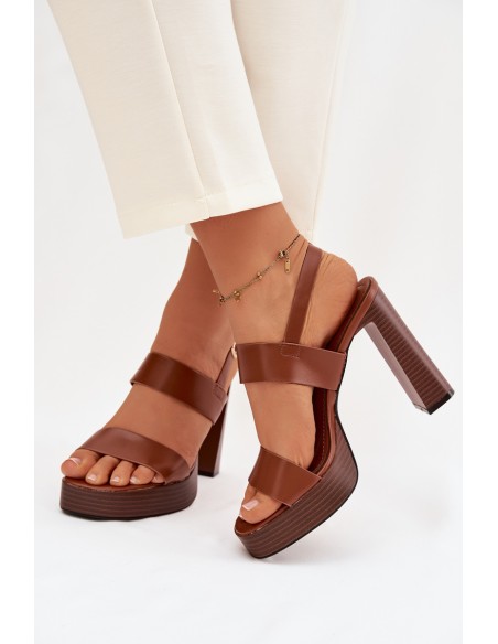 Women's Block Heel and Platform Sandals Eco Leather Camel Hanelia