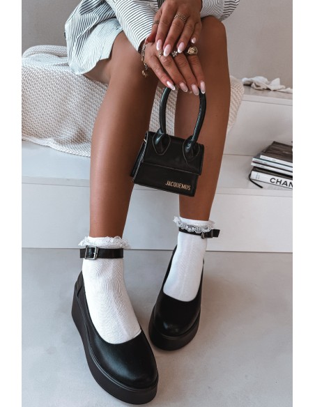 Moteriški platforminiai bateliai su dirželiu juodi Belvissa