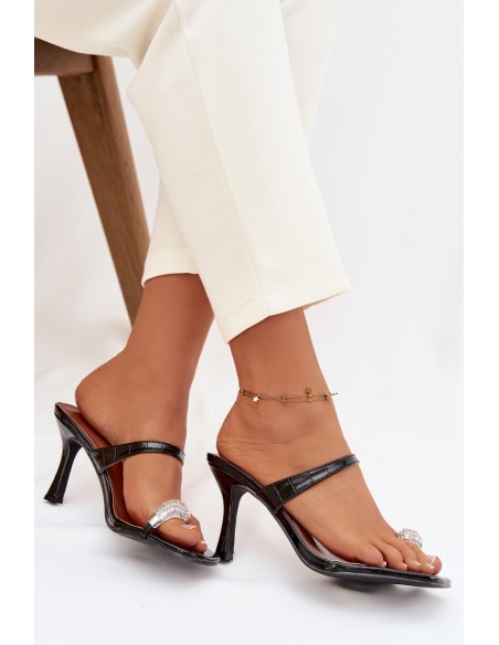 Women's High Heel Sandals With Decorative Detail Black Lorissa