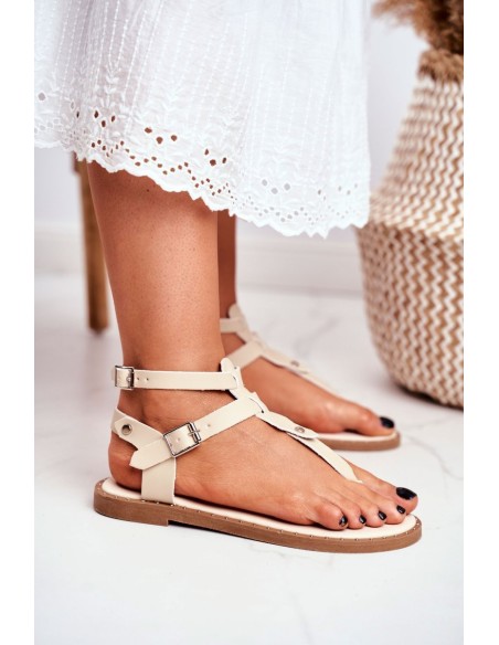 Lu Boo moteriškos basutės smėlio spalvos šlepetės Gladiator Achilla