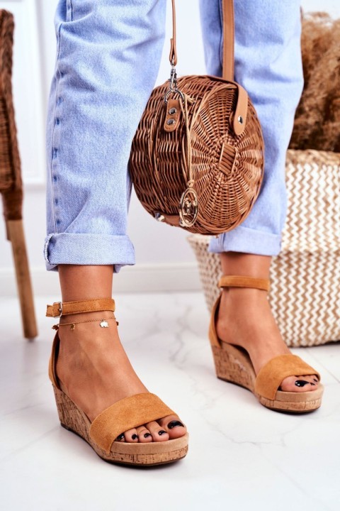 Women's Sandals On Wedge Camel MarryMe