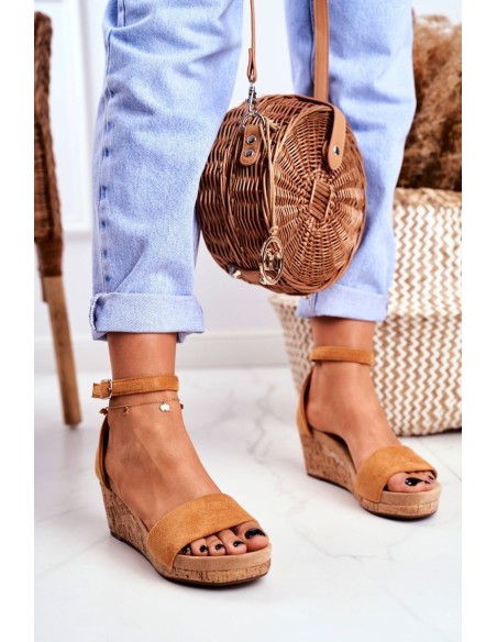 Women's Sandals On Wedge Camel MarryMe