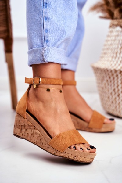 Women's Sandals On Wedge Camel MarryMe 2