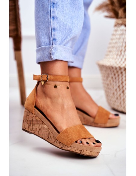 Women's Sandals On Wedge Camel MarryMe