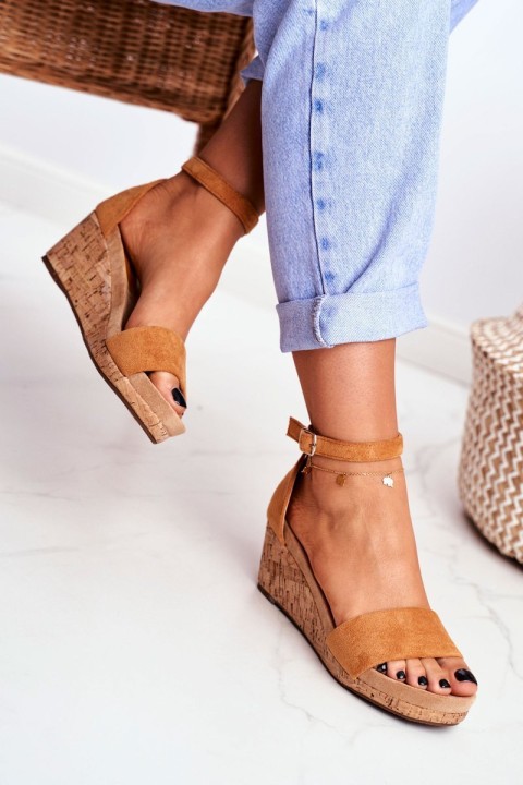 Women's Sandals On Wedge Camel MarryMe