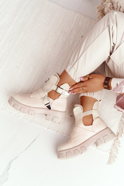 Women's Boots On A Platform Beige Cosmic Love