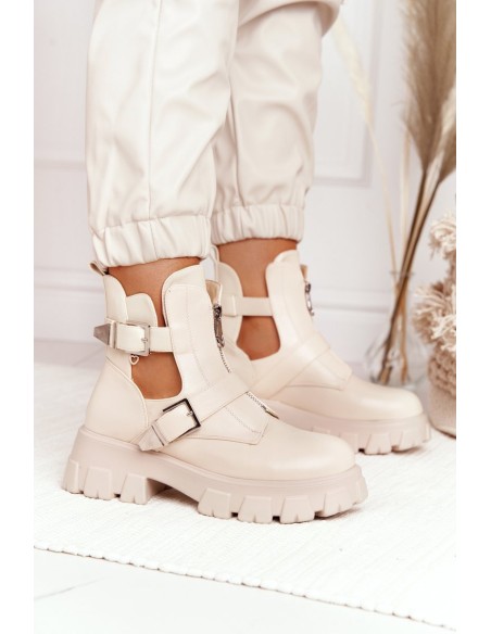 Women's Boots On A Platform Beige Cosmic Love