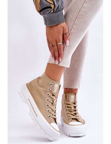 High Fabric Platform Sneakers Big Star LL274160 Beige