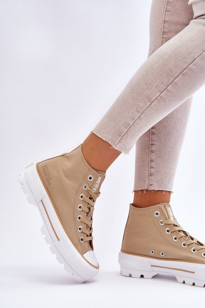 High Fabric Platform Sneakers Big Star LL274160 Beige 2